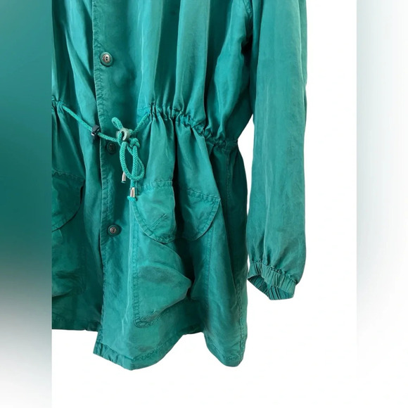 Silk turquoise military style jacket - Picture 2 of 4